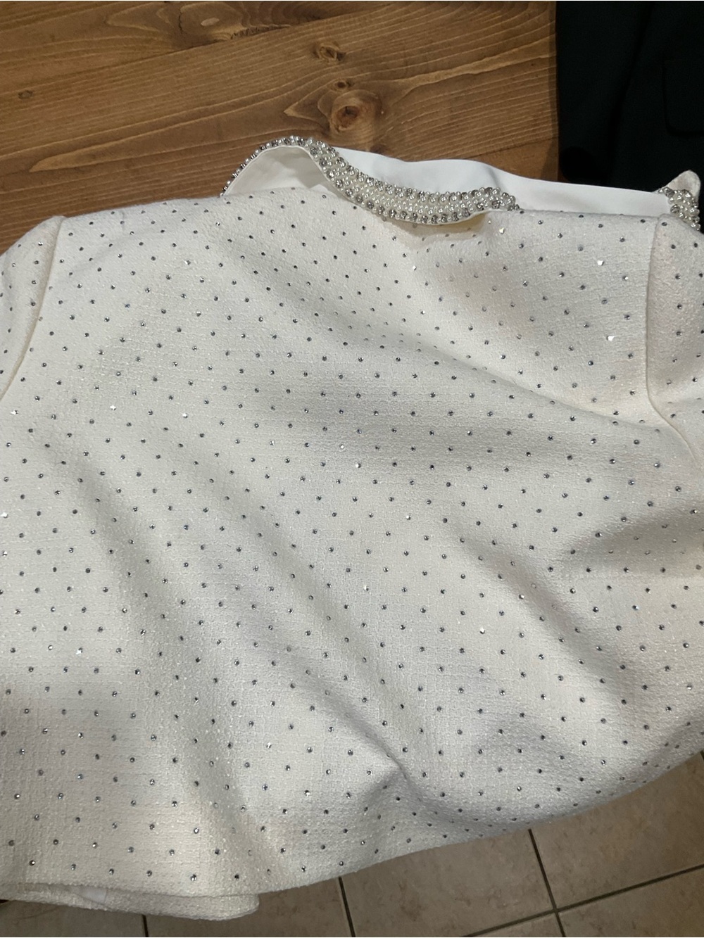 Sandro White Textured Dress with Sparkle Dots - Picture 3 of 5